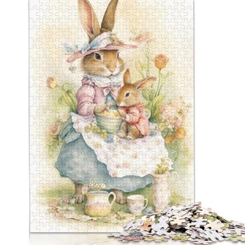 Puzzle für Erwachsene, 1000 Teile, süßer Osterhase, kreatives DIY-Puzzle, Holzpuzzle für ab 18 Jahren und Erwachsene, 520 Teile (52 x 38 cm) von SOQWBYG
