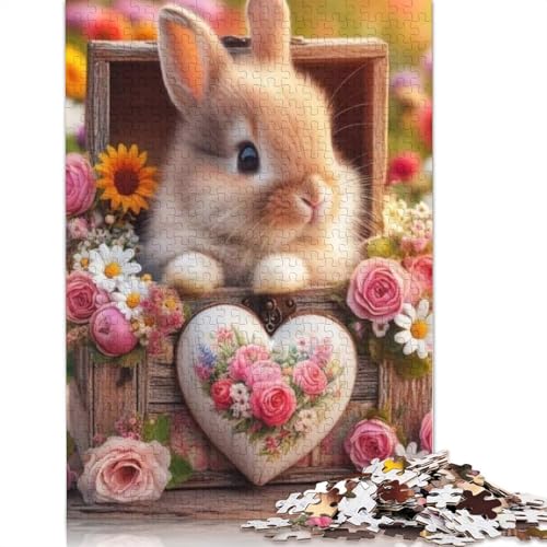 Puzzle für Erwachsene, 1000 Teile, süßer Osterhase, kreatives DIY-Puzzle, Holzpuzzle für ab 18 Jahren und Erwachsene, 520 Teile (52 x 38 cm) von SOQWBYG