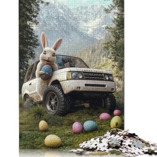 Puzzle für Erwachsene, 1000 Teile, süßer Osterhase, kreatives DIY-Puzzle, Holzpuzzle für ab 18 Jahren und Erwachsene, 520 Teile (52 x 38 cm) von SOQWBYG