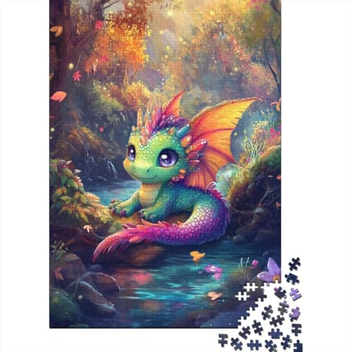 Puzzle für Erwachsene, 1000 Teile, süßes Drachenpuzzle für Kleinkinder, Lernspielzeug, Puzzle, Heimwanddekoration, 1000 Teile (75 x 50 cm) von SOQWBYG