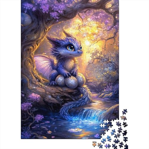 Puzzle für Erwachsene, 1000 Teile, süßes Drachenpuzzle für Kleinkinder, Lernspielzeug, Puzzle, Heimwanddekoration, 1000 Teile (75 x 50 cm) von SOQWBYG