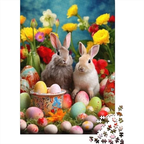 Puzzle für Erwachsene, 1000 Teile, süßes Osterhäschen-Puzzle, Holzpuzzle für Erwachsene, Spiele, Lernspielzeug, 1000 Teile (75 x 50 cm) von SOQWBYG