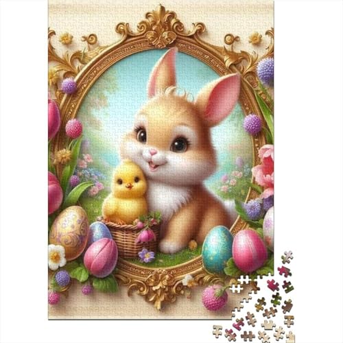 Puzzle für Erwachsene, 1000 Teile, süßes Osterhäschen-Puzzle, Holzpuzzle für Erwachsene, Spiele, Lernspielzeug, 1000 Teile (75 x 50 cm) von SOQWBYG