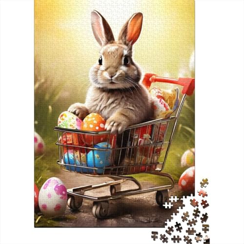 Puzzle für Erwachsene, 1000 Teile, süßes Osterhäschen-Puzzle für Erwachsene, Holzpuzzle, Spiel, Herausforderungsspielzeug, 1000 Teile (75 x 50 cm) von SOQWBYG