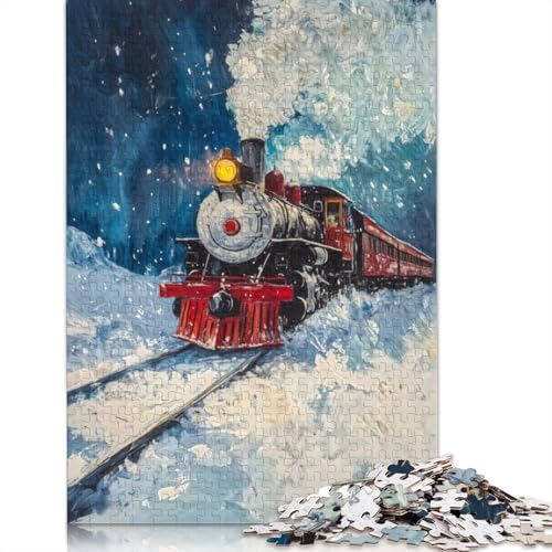 Puzzle für Erwachsene, 1500 Teile, „Winterzug“, Malpuzzle, Lernspielzeug, Puzzle, Heimwanddekoration, 1500 Teile (85 x 57 cm) von SOQWBYG