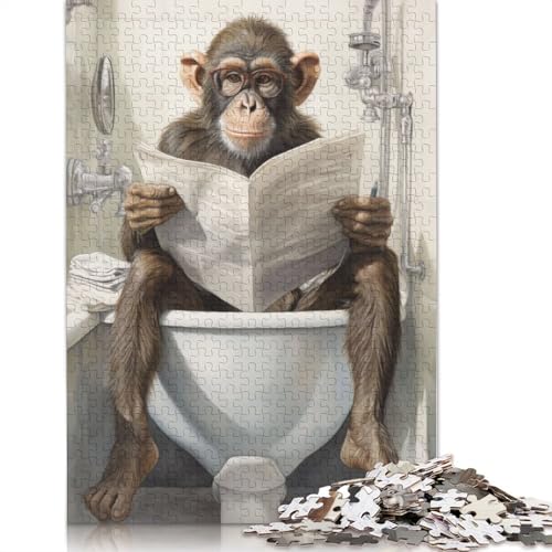 Puzzle für Erwachsene, 1500 Teile, AFFE auf Toilette, Holzpuzzle, Spiele für Erwachsene, Lernspielzeug, 1500 Teile (85 x 57 cm) von SOQWBYG