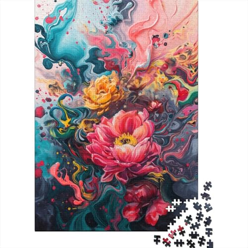 Puzzle für Erwachsene, 1500 Teile, Blumen-Graffiti-Puzzle, Holzpuzzle für Erwachsene, Spiele, Lernspielzeug, 1500 Teile (85 x 57 cm) von SOQWBYG