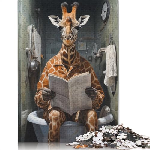 Puzzle für Erwachsene, 1500 Teile, Giraffe auf Toilette, Puzzles für Erwachsene, Holzpuzzles, Spiel, Herausforderungsspielzeug, 1500 Teile (85 x 57 cm) von SOQWBYG
