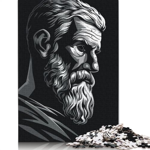 Puzzle für Erwachsene, 520 Teile, „Epicurus Portrait“, Puzzles für Erwachsene, Holzpuzzles, Spiel, Herausforderungsspielzeug, 520 Teile (52 x 38 cm) von SOQWBYG