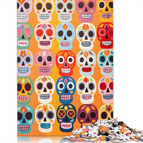 Puzzle für Erwachsene, 520 Teile, „Lebendiges Totenkopf-Mosaik-Puzzle“, Holzpuzzle für Erwachsene, Spiele, Lernspielzeug, 520 Teile (52 x 38 cm) von SOQWBYG