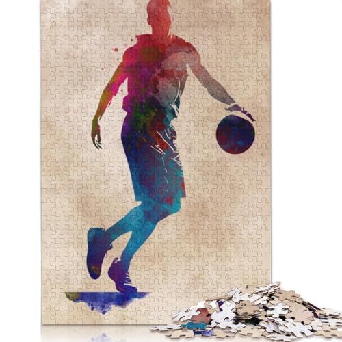 Puzzle für Erwachsene, 520 Teile, Basketballspieler, Aquarell-Puzzle, Holzpuzzle für Erwachsene, Spiele, Lernspielzeug, 520 Teile (52 x 38 cm) von SOQWBYG