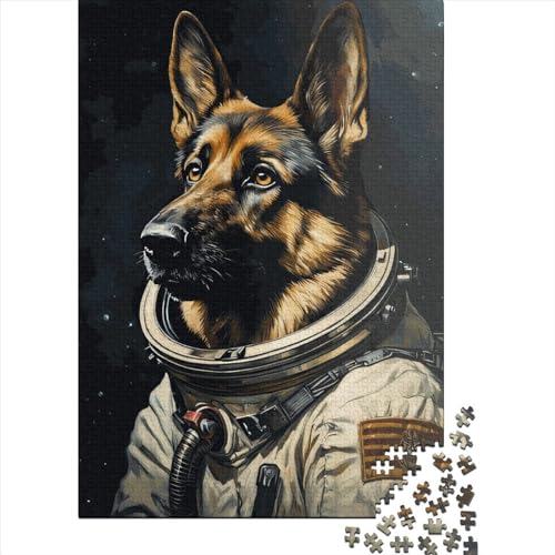 Puzzle für Erwachsene, 520 Teile, Deutscher Schäferhund, Astronauten-Puzzle, Holzpuzzle für Erwachsene, Spiele, Lernspielzeug, 520 Teile (52 x 38 cm) von SOQWBYG