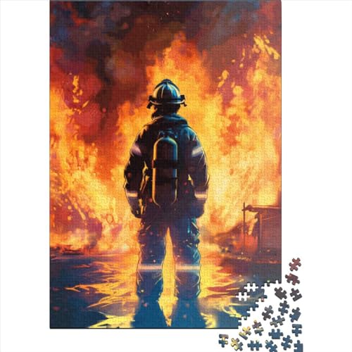 Puzzle für Erwachsene, 520 Teile, Feuerwehrmann-Flammen-Puzzle, schwieriges Holzpuzzle für Erwachsene, Geschenke, anspruchsvolles Spiel, 520 Teile (52 x 38 cm) von SOQWBYG