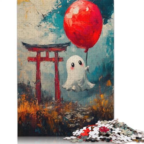 Puzzle für Erwachsene, 520 Teile, Geist mit rotem Ballon, herausforderndes, schwieriges Puzzle aus Holz, DIY-Heimdekoration, 520 Teile (52 x 38 cm) von SOQWBYG