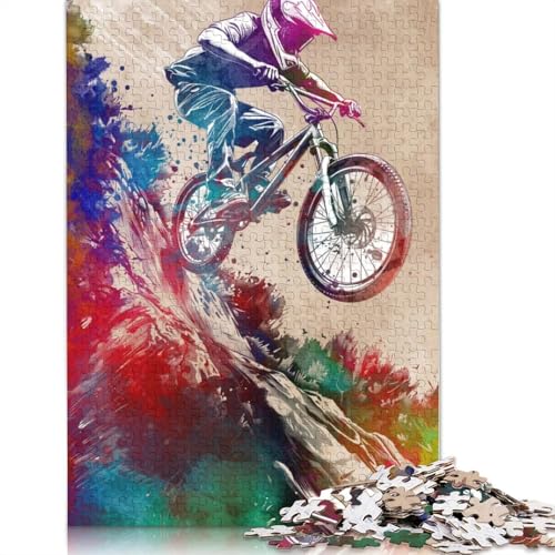 Puzzle für Erwachsene, 520 Teile, Mountainbiker-Sport-Puzzle, schwieriges Holzpuzzle für Erwachsene, Geschenke, anspruchsvolles Spiel, 520 Teile (52 x 38 cm) von SOQWBYG