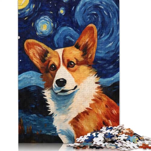 Puzzle für Erwachsene, 520 Teile, Walisischer Corgi, Sternennacht-Puzzle, Holzpuzzle für Erwachsene, Spiele, Lernspielzeug, 520 Teile (52 x 38 cm) von SOQWBYG