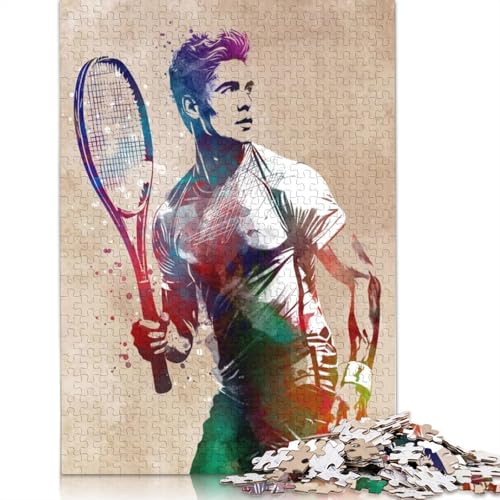 Puzzle für Erwachsene, 520-teilig, Tennisspieler, Sportkunst, Puzzles für Erwachsene, Holzpuzzles, Spiel, Herausforderungsspielzeug, 520 Teile (52 x 38 cm) von SOQWBYG