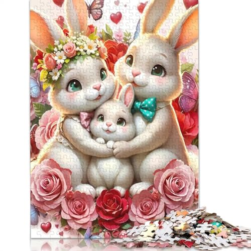 Puzzle für Erwachsene, 520-teiliges Oster-Puzzle mit süßem Häschen, Holzpuzzle, Spiel, Herausforderungsspielzeug, 520 Teile (52 x 38 cm) von SOQWBYG