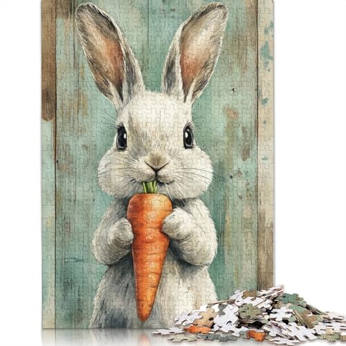 Puzzle für Erwachsene, 520-teiliges Oster-Puzzle mit süßem Häschen, Holzpuzzle, Spiel, Herausforderungsspielzeug, 520 Teile (52 x 38 cm) von SOQWBYG