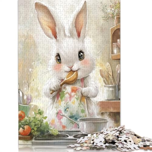 Puzzle für Erwachsene, 520-teiliges Oster-Puzzle mit süßem Häschen, Holzpuzzle, Spiel, Herausforderungsspielzeug, 520 Teile (52 x 38 cm) von SOQWBYG