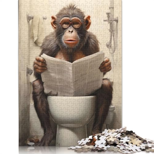 Puzzle für Erwachsene, 520-teiliges Toiletten-Affen-Puzzle für Erwachsene, Holzpuzzle, Spiel, Herausforderungsspielzeug, 520 Teile (52 x 38 cm) von SOQWBYG