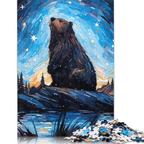 Puzzle für Erwachsene, Biber, Bober, Sternennacht, 520 Teile, Puzzlespiele, Lernspielzeug, Puzzles für ab 18 Jahren und Erwachsene, 520 Teile (52 x 38 cm) von SOQWBYG
