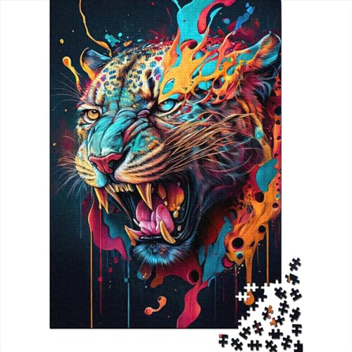 Puzzle für Erwachsene, Der mysteriöse Leopard, Puzzle für Erwachsene, Puzzle-Spielzeug, Familienspiele, Puzzle, dekoratives Zuhause, 1000 Teile (75 x 50 cm) von SOQWBYG