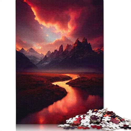 Puzzle für Erwachsene, Feuersturm-Landschaftspuzzle, 1000 Teile, Holzpuzzle für die Heimdekoration, 1000 Teile (75 x 50 cm) von SOQWBYG