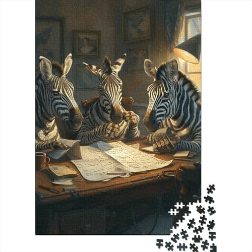 Puzzle für Erwachsene, Tier-Zebra-Puzzle, 1000-teilig, Holzpuzzle für die Heimdekoration, 1000 Teile (75 x 50 cm) von SOQWBYG