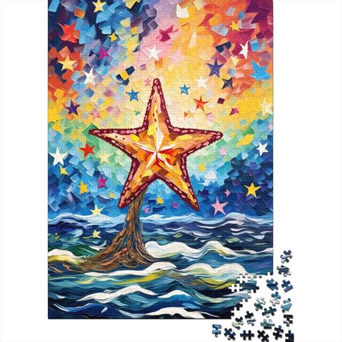 Puzzle für Erwachsene, bunter künstlerischer Seestern, 1000 Teile, Puzzlespiele, Lernspielzeug, Puzzle für ab 18 Jahren und Erwachsene, 1000 Teile (75 x 50 cm) von SOQWBYG