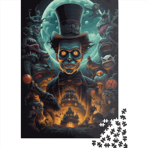 Puzzle für Erwachsene, gruseliges Halloween-Poster, Puzzle für Erwachsene, Puzzle-Spielzeug, Familienspiele, Puzzle, dekoratives Zuhause, 520 Teile (52 x 38 cm) von SOQWBYG