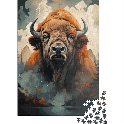 Puzzle für Erwachsene, schöner Bison, 520 Teile, Puzzlespiele, Lernspielzeug, Puzzles für ab 18 Jahren und Erwachsene, 520 Teile (52 x 38 cm) von SOQWBYG