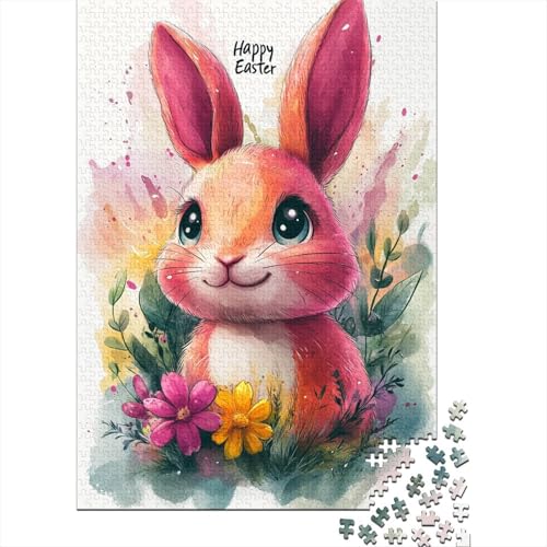 Puzzle für Erwachsene, süßer Osterhase, 1500 Teile, Puzzlespiele, Lernspielzeug, Puzzle für ab 18 Jahren und Erwachsene, 1500 Teile (85 x 57 cm) von SOQWBYG