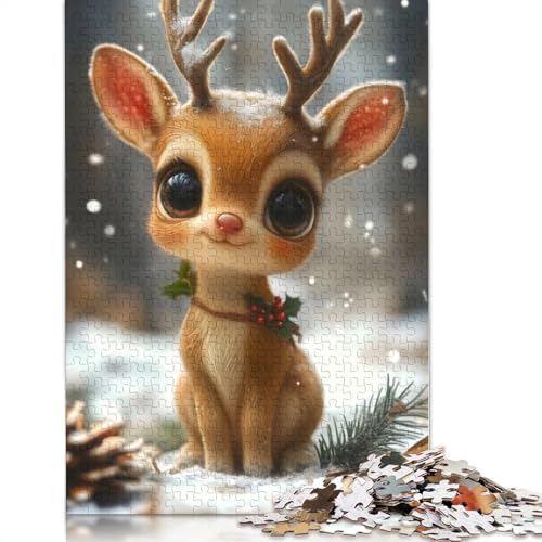 Puzzle für Erwachsene „Süßes Weihnachtsrentier“, 520 Teile, Puzzlespiele, Lernspielzeug, Puzzle für ab 18 Jahren und Erwachsene, 520 Teile (52 x 38 cm) von SOQWBYG