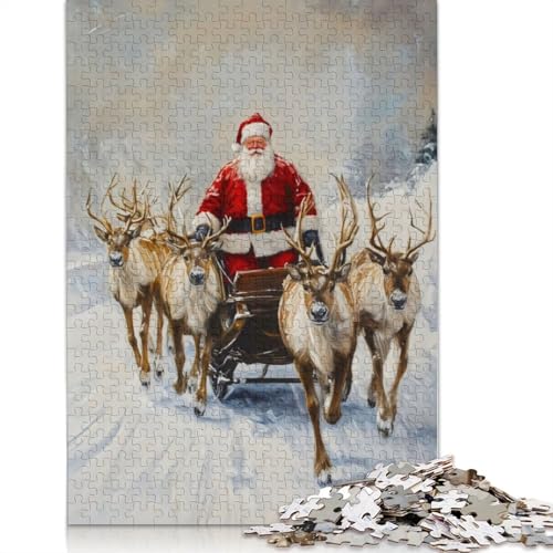 Puzzle für Erwachsene „Weihnachtsmann-Rentierschlitten-Puzzle 1000 Teile“, kreatives Puzzle, geistiges Spielzeug, Zusammenbauspiele, 1000 Teile (75 x 50 cm) von SOQWBYG