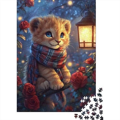 Puzzle für Erwachsene 1000 Teile, Baby_Löwe, schwieriges Holzpuzzle für Erwachsene, Geschenke, anspruchsvolles Spiel, 1000 Teile (75 x 50 cm) von SOQWBYG