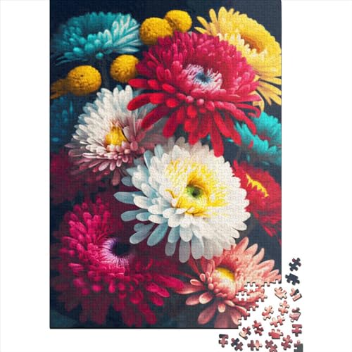 Puzzle für Erwachsene 1000 Teile, Blumenpuzzle, schwieriges Holzpuzzle für Erwachsene, Geschenke, anspruchsvolles Spiel, 1000 Teile (75 x 50 cm) von SOQWBYG
