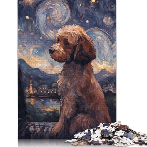Puzzle für Erwachsene 1000 Teile, Cavoodle Sternennacht-Puzzle, schwieriges Holzpuzzle für Erwachsene, Geschenke, anspruchsvolles Spiel, 1000 Teile (75 x 50 cm) von SOQWBYG