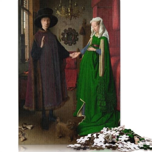 Puzzle für Erwachsene 1000 Teile „Arnolfini Portrait Puzzle Holzpuzzle für Erwachsene Spiele Lernspielzeug 1000 Teile (75x50cm) von SOQWBYG