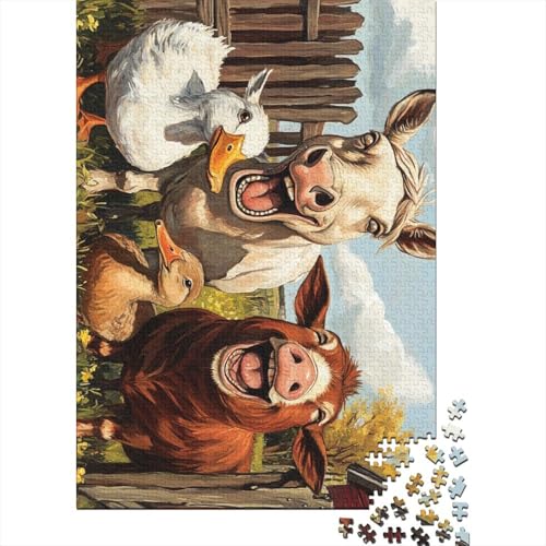 Puzzle für Erwachsene 1000 Teile Pferd_Schwein_Ente_und_Ziege Schwieriges Holzpuzzle für Erwachsene Geschenke Herausforderndes Spiel 1000 Teile (75x50cm) von SOQWBYG