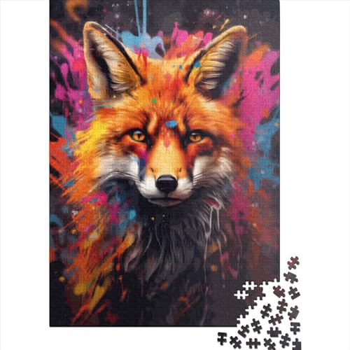 Puzzle für Erwachsene Graffiti Splatter Fox Puzzle 1000 Teile Kreatives Puzzle Intellektuelles Spielzeug Zusammenbauspiele 1000 Teile (75x50cm) von SOQWBYG