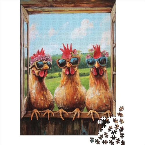 Puzzle für Erwachsene mit 1000 Teilen, Motiv: Tierhenne, schwieriges Puzzle, Puzzle für Erwachsene, Heimdekoration, Kunst, Holzpuzzle für Erwachsene, 1000 Teile (75 x 50 cm) von SOQWBYG