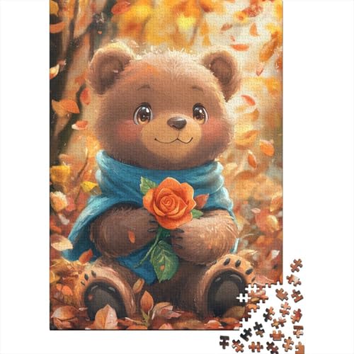 Puzzle für Erwachsene mit 1000 Teilen, süßer Bär, aus Holz, kreative Kunst, Puzzle, Geschenke, Puzzle für Erwachsene, 1000 Teile (75 x 50 cm) von SOQWBYG