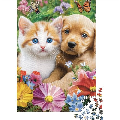 Puzzle für Erwachsene mit 1000 Teilen, süßes Kätzchen, herausforderndes und schwieriges Puzzle aus Holz, Heimdekoration, 1000 Teile (75 x 50 cm) von SOQWBYG