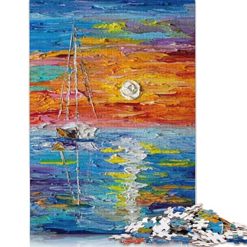 Puzzle für Erwachsene mit 1000 Teilen zum Thema Sonnenuntergang am Meer, schwieriges Puzzle, unmögliches Puzzle für Personen ab 18 Jahren, 1000 Teile (75 x 50 cm) von SOQWBYG