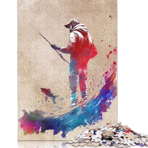 Puzzle für Erwachsene mit 1500 Teilen, Motiv: Angeln, Sport, Kunst, Puzzle, DIY, Holzpuzzle, Spielzeug, Heimdekoration, 1500 Teile (85 x 57 cm) von SOQWBYG