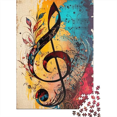 Puzzle mit 1000 Teilen, Notensystem-Noten-Puzzle, Holzpuzzle für Erwachsene, Schwierigkeitsspiel, 1000 Teile (75 x 50 cm) von SOQWBYG
