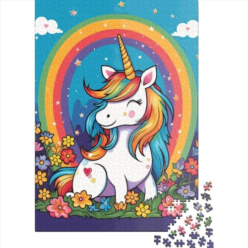 Regenbogen-Einhorn-Holzpuzzle für Erwachsene, 1500 Teile, Puzzle für Puzzle für Puzzle ab 18 Jahren und Erwachsene, 1500 Teile (85 x 57 cm) von SOQWBYG