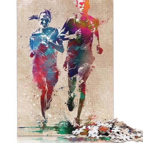 Runner Sport Art Puzzles, 520-teiliges Puzzle für Erwachsene, unmögliches Puzzle, Holzspielzeug, herausforderndes Puzzlespiel, 520 Teile (52 x 38 cm) von SOQWBYG