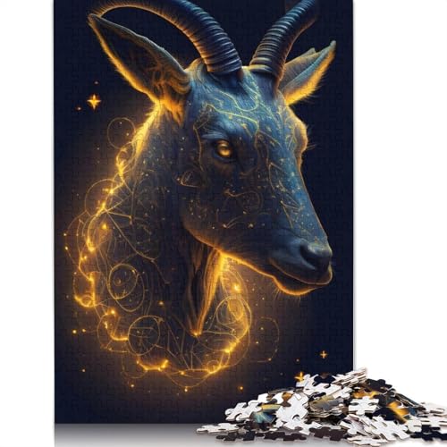 Schönes Ziegen-Puzzle, 1000 Teile, Holzpuzzle für Erwachsene und Wanddekoration zu Hause, 1000 Teile (75 x 50 cm) von SOQWBYG
